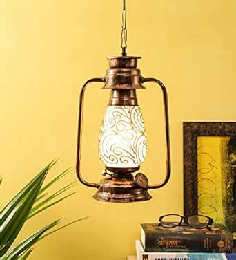 Devansh Copper Multicolour Mosaic Glass Lantern Hanging Lamp : Amazon.in