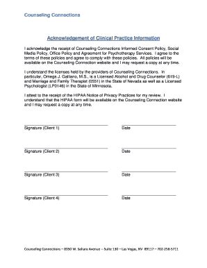 Fillable Online Acknowledgement of Clinical Practice Information Fax ...