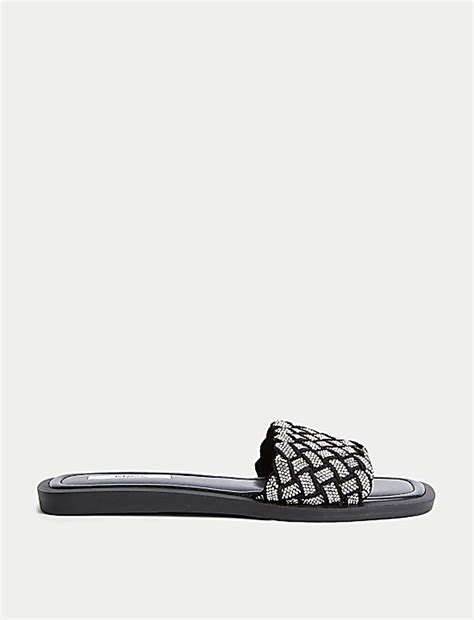 Buy Woven Sparkle Flat Sliders at Marks & Spencer