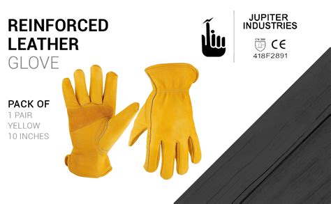 Jupiter Industries Reinforced Leather Work Gloves with Palm Patch for ...