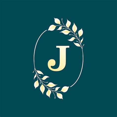 Буква J в элегантной овальной рамке из сусального золота. Векторная ...