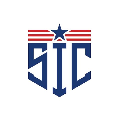 Patriotic sic logo with star and american flag straps letter sic logo ...