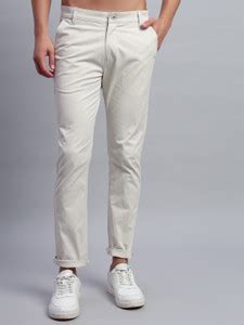 DROHAR Slim Fit Men White Trousers - Buy DROHAR Slim Fit Men White ...