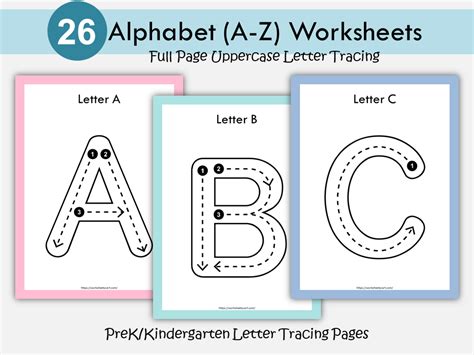 Uppercase Alphabet Letter Tracing Worksheets | Full Page A-Z Handwriti ...