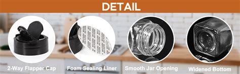 Buy Vasukie Salt & Pepper Square Glass Spice Jar with Black Sifter Two ...