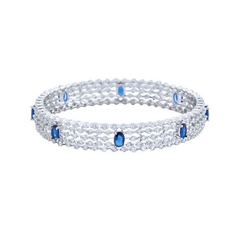 Buy Kushal's Fashion Jewellery Royal Blue Bangle with Sparkling Cubic ...
