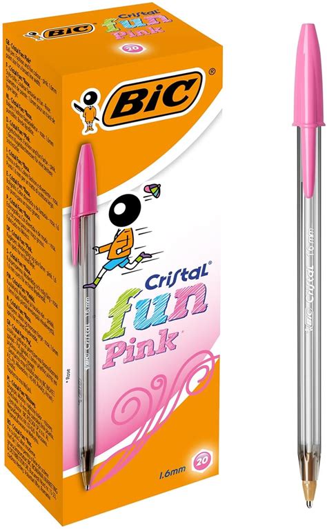 BIC Cristal Fun Ballpoint Pens Wide Point (1.6 mm) - Pink, Box of 20 ...