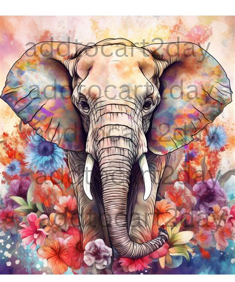 Floral Elephant Svg, Elephant Svg, Colorful Svg, Elephant With Flower ...