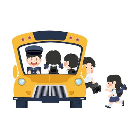 Children boarding a school bus illustration | Premium Vector