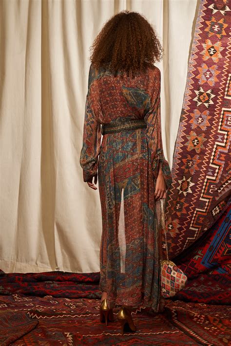 Carpet Print Duster Jacket With Inner Dress And Belt – Nikita Mhaisalkar