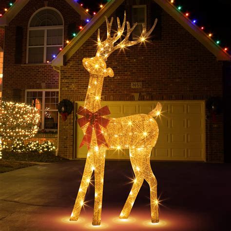 Buy PEIDUO Gold Reindeer Outdoor Christmas Decorations, 5Ft Lighted ...