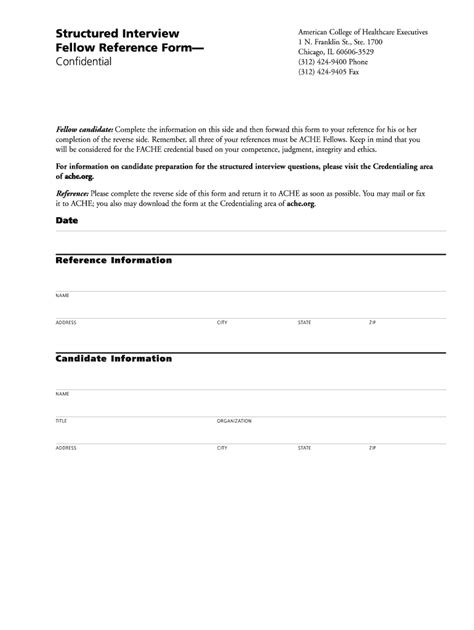 ACHE Structured Interview Fellow Reference Form - Fill Online ...