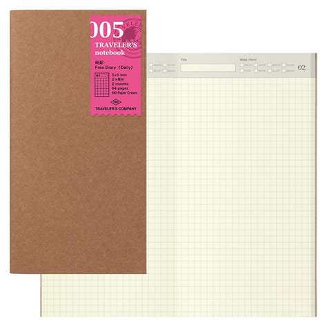 Midori Traveler's Notebook (Refill 005) 2 Month Diary grid : Amazon.in ...