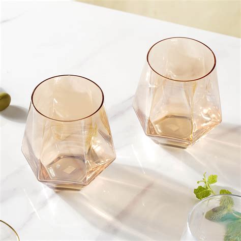 Hexagon Tumbler Glass Set of 2 Online - Premium Tumbler | Nestasia
