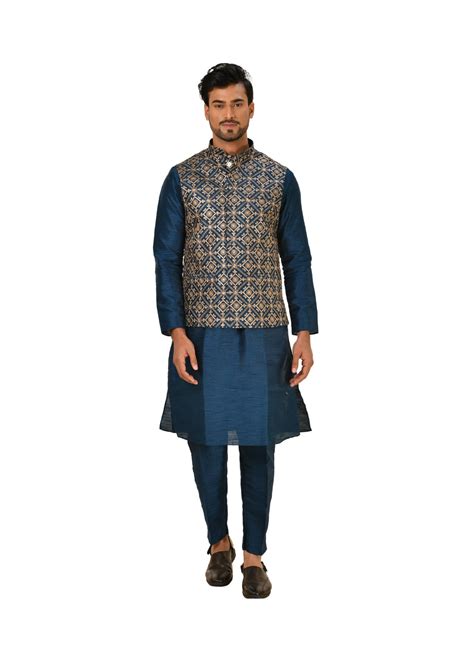 Golden Threadwork Embellished Nehru Jacket – Indiecraft