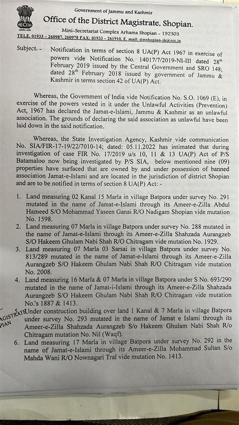 Kashmir SIA Begins To Seal Jamaat-e-Islami's Properties Worth Hundreds ...