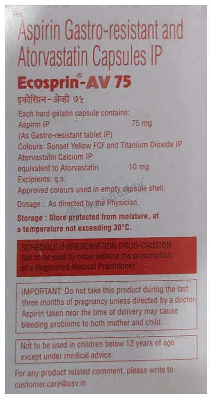 Buy Ecosprin-AV 75 Capsule Online | Genuine & Fast Delivery - MediBuddy