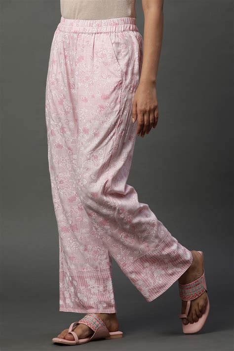 Buy Pink Floral Printed Narrow Palazzos Online for Woman | Shop for Aurelia
