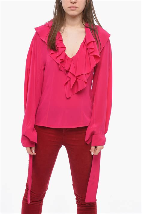 Victoria Beckham Silk Ruffled Collar Shirt women - Glamood Outlet