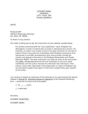 Embargo Extension template letter - history yale Doc Template | pdfFiller