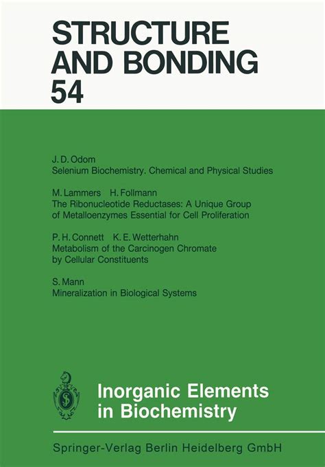 Buy Inorganic Elements in Biochemistry: 54 (Structure and Bonding) Book ...