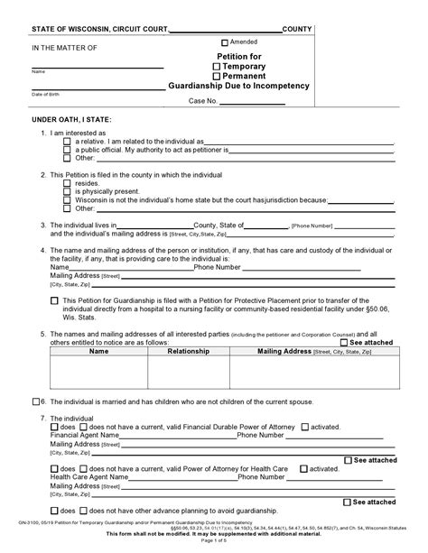 Printable Temporary Guardianship Agreement Form - Printable Forms Free ...