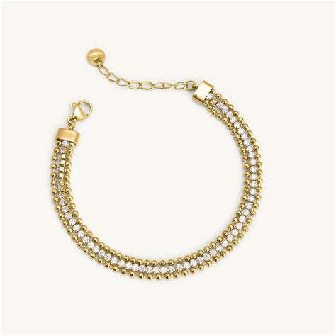 Shop Strands Stone Chain Gold Bracelet for Women - PALMONAS