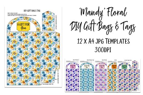 Mandy Floral Gift Bag & Tag Template Set Graphic by Digital Magpie ...