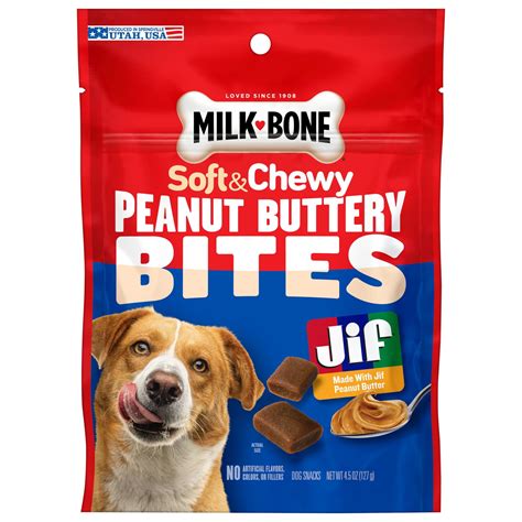 Milk-Bone Peanut Buttery Bites Soft Dog Treats With Jif Peanut Butter ...