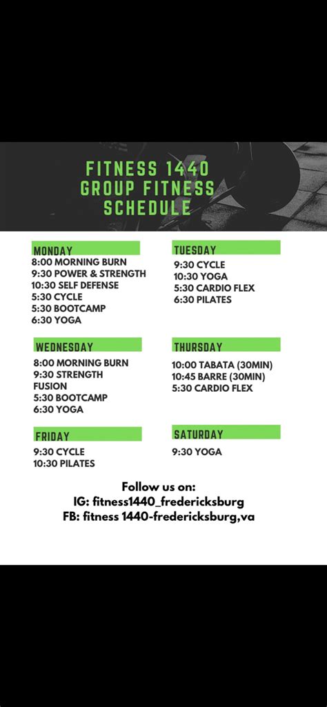 Class Schedule | Fitness:1440 Fredericksburg, VA | 24 Hour Gym and Gym ...