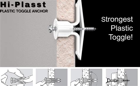 Hi-Plasst 100pcs Toggle Anchors for Grip or Hold in Wall (32mm * 10mm ...