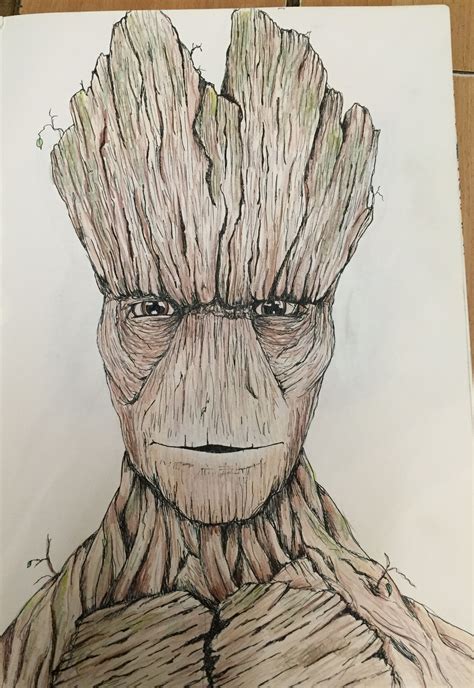 Groot drawing in pencil. | Marvel art, Drawings, Groot