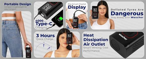 Woscher AirGo 2-in-1 Tyre Inflator for Car and Bike, Air Pump for Car ...
