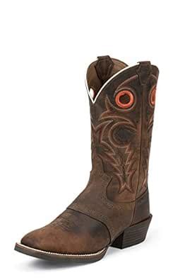 Buy Justin Men's Silver Saddle Vamp Cowboy Boot Square Toe Whiskey 6 EE ...