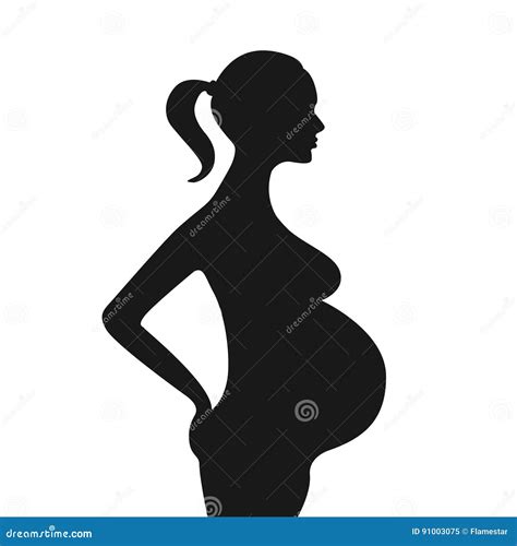 Pregnant Girl Silhouette. Pregnant Woman Eps Clip Art O Stock Vector ...