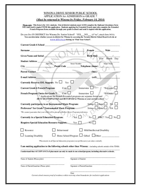 Fillable Online HOME SCHOOL APPLICATION for ADMISSION TO GRADE 7 Fax ...