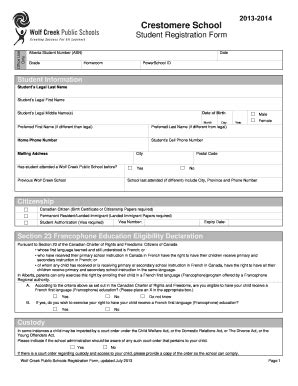 Fillable Online crestomere wolfcreek ab Cresto mere School Student ...