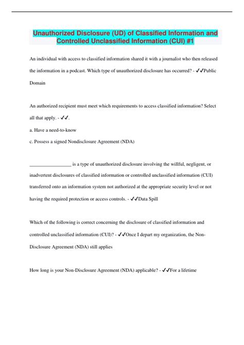 Unauthorized Disclosure (UD) of Classified Information and Controlled ...