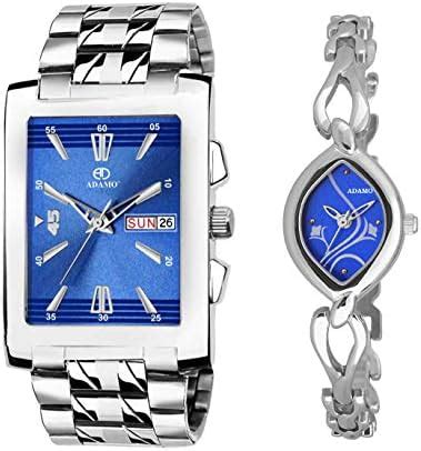 ADAMO Analogue Silver Dial Couple Watch (109-327Sm01) : Amazon.in: Fashion