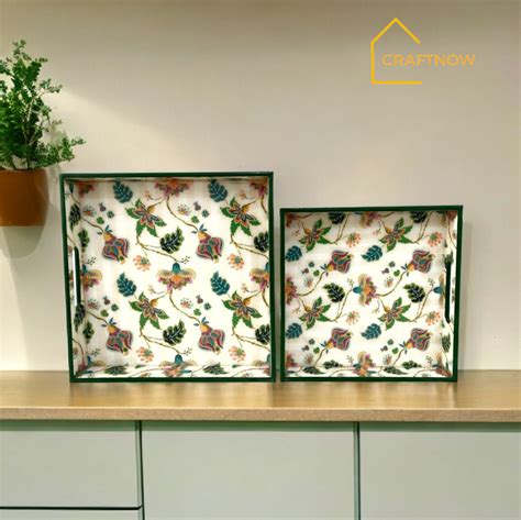 Premium Wooden Square Tray Set of 2 – CRAFTNOW