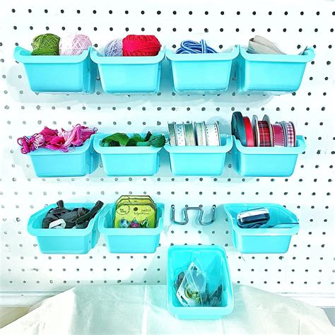 Buy Removable Pegboard Bins with Hooks – 12 Peg Board Wall Mounted ...