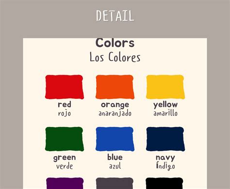 Spanish Colors Posters Color Names Bilingual Color Poster - Etsy