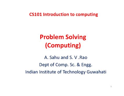 UNIT 1 - Introduction to Problem Solving: Problem-solving strategies ...