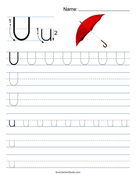 Alphabet Letter U Trace Worksheet for Kids 32975739 Vector Art at ...
