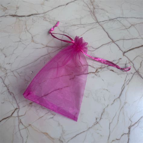 Pink Organza Draw-string potli bag