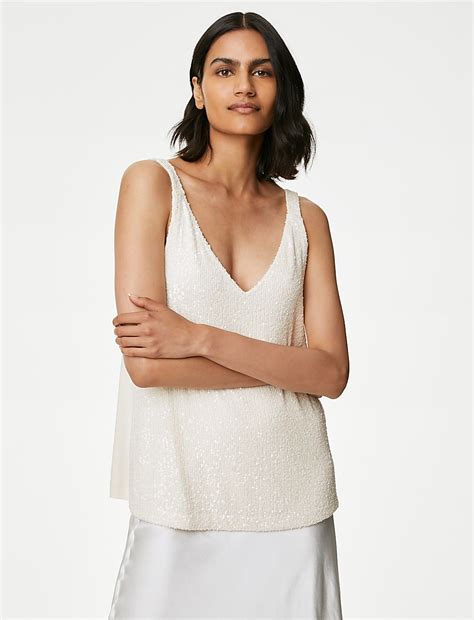 Buy Sequin V-Neck Cami Top at Marks & Spencer