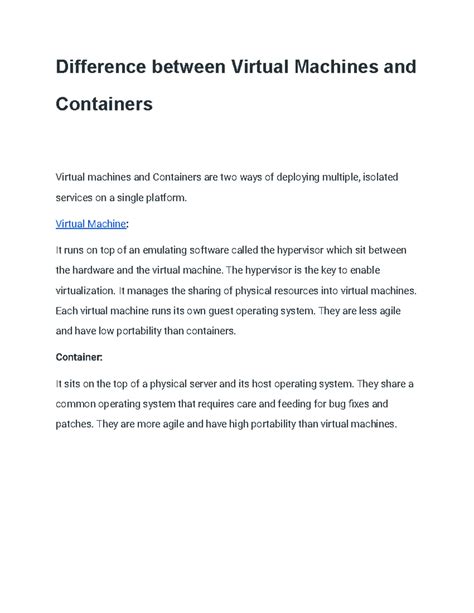 Assignment 1 (Part 8) Difference between Virtual Machines and ...