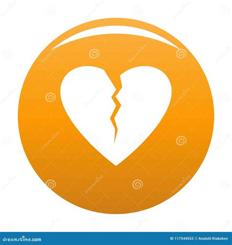 Broken Heart Icon Vector Orange Stock Vector - Illustration of love ...