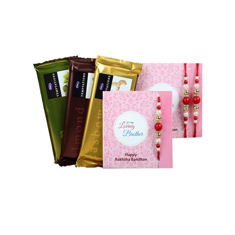 CarryDreams, Unisex Pearl Rakhi with Greeting Card and Cadbury ...