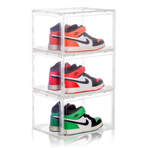 Buy ELUCHANG 3 Pack Stackable Shoe Box, Shoe Storage Boxes 36 x 28 x 22 ...